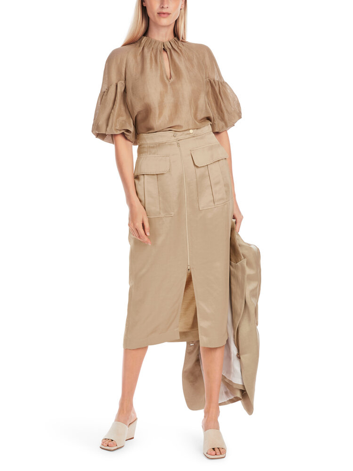 Goudkleurige rok met rits en korte split Marc Cain collections