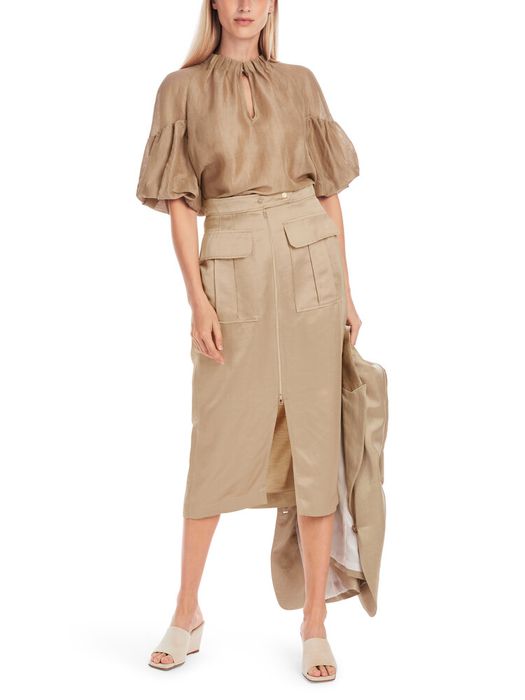 Goudkleurige rok met rits en korte split Marc Cain collections