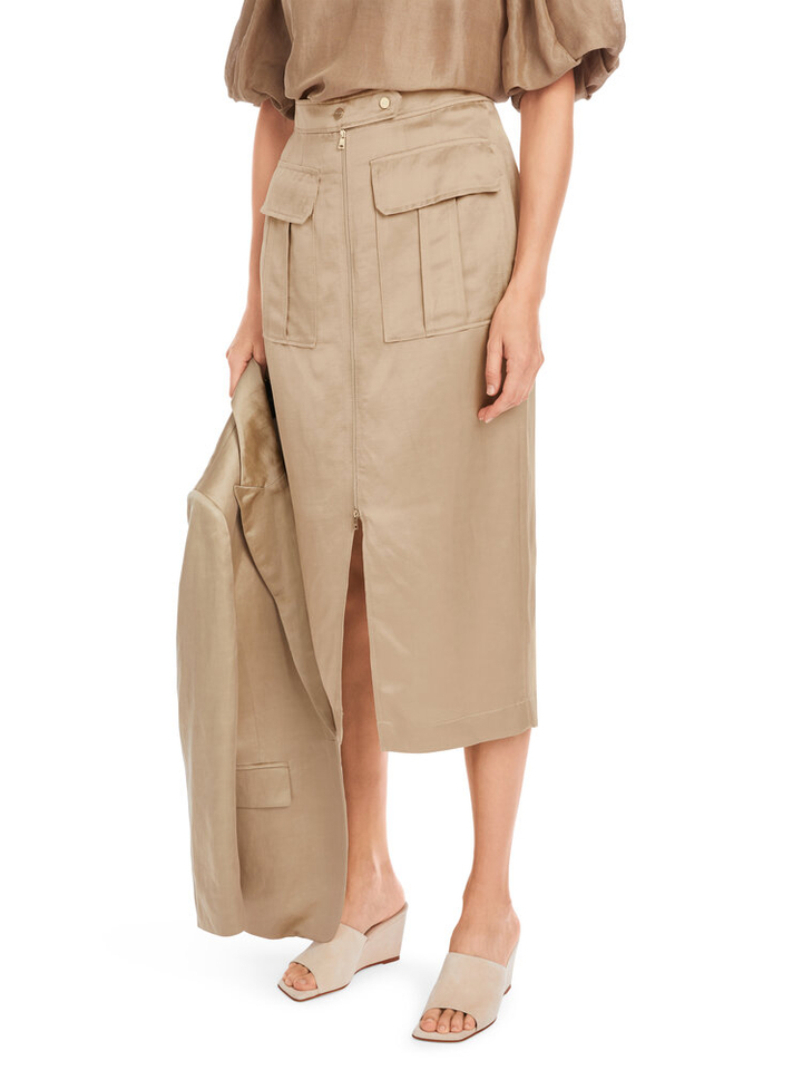 Goudkleurige rok met rits en korte split Marc Cain collections
