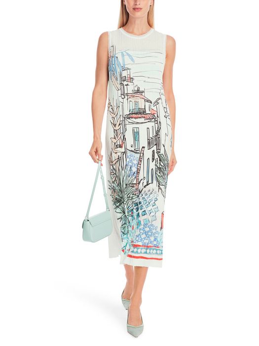 Witte jurk in ribbel met print Marccain Collection