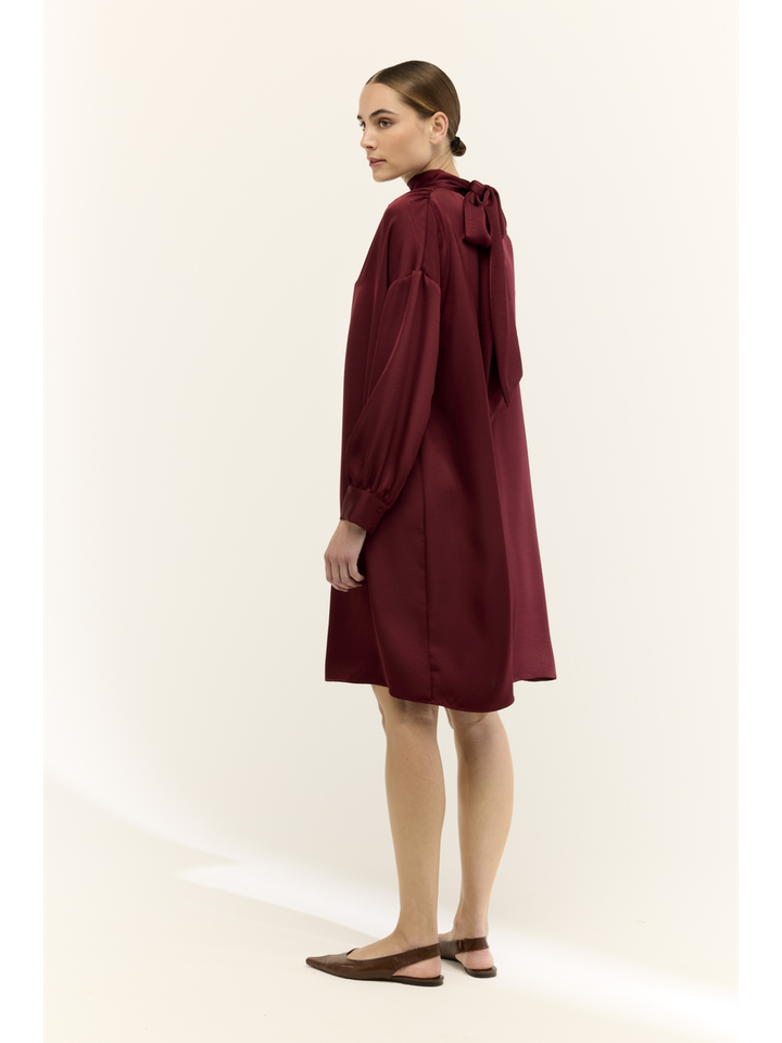 Bordeaux feestelijke losvallende jurk JC Sophie