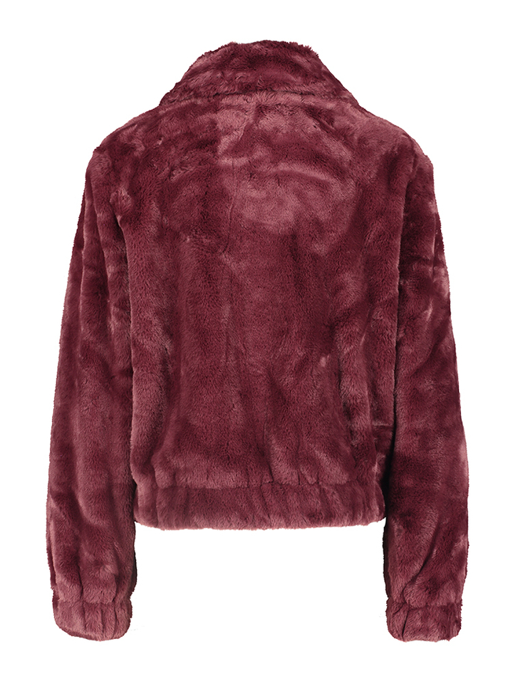 Bordeaux fluffy jas met rits Jc Sophie