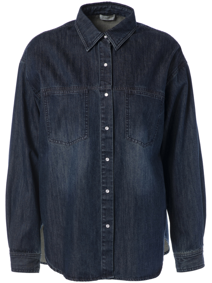 Donkerblauw jeanshemd met drukknopen JC Sophie