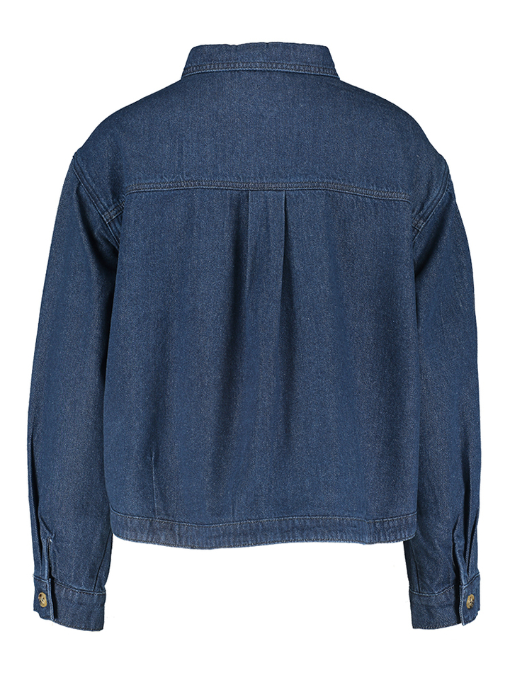 Donkerblauw jeanshemd met knopen en opgestikte zak JC Sophie