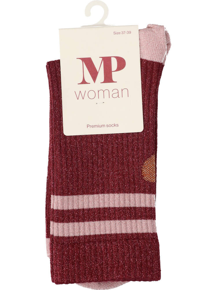 Bordeaux glitterkousen met hartjes detail Elga Glitter