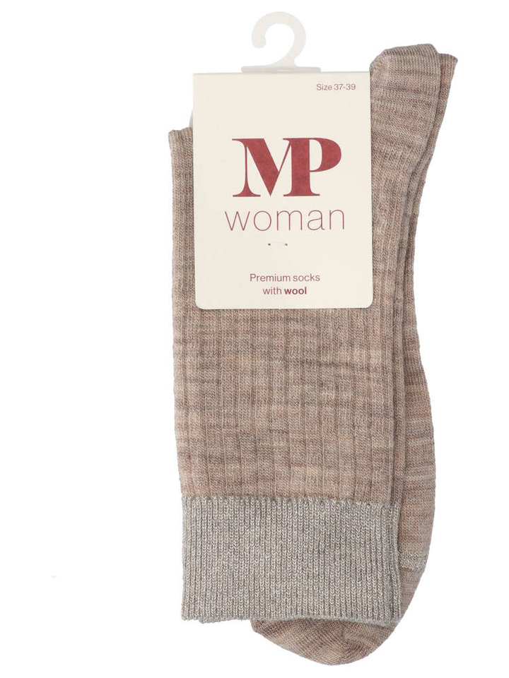 Beige sokken Erina wool rib 