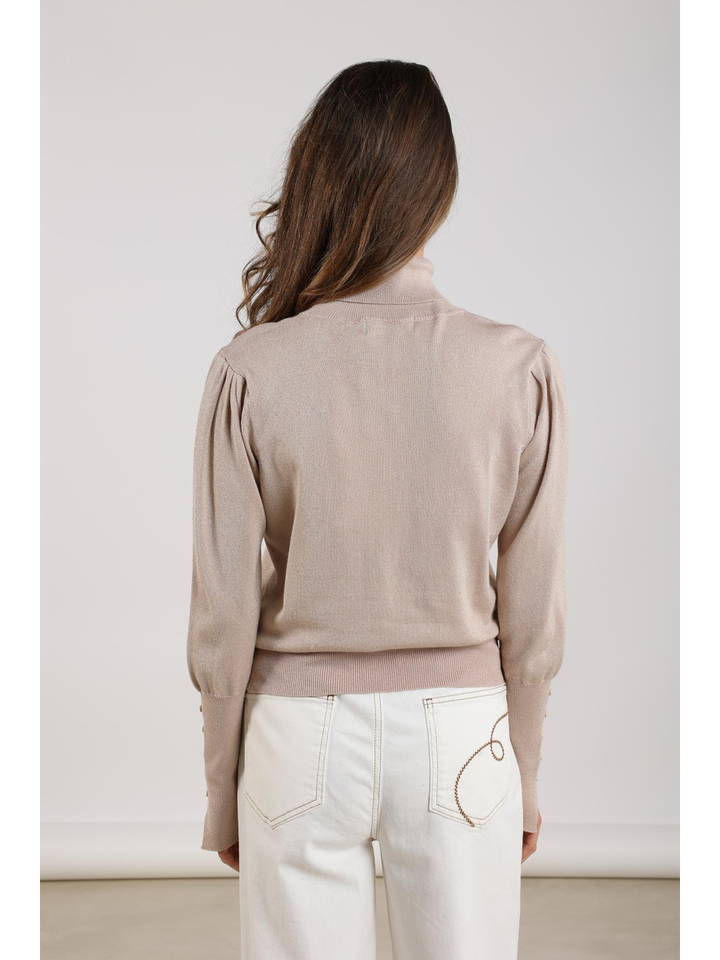 Gouden glitter trui met rolkraag Sylvia Lurex Nukus 