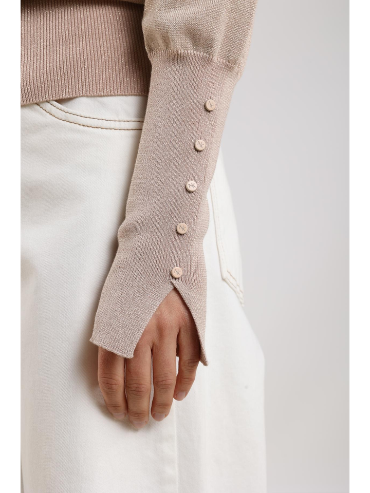 Gouden glitter trui met rolkraag Sylvia Lurex Nukus 