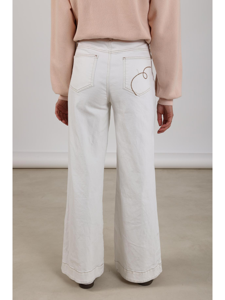 Witte wide leg jeans Abby Nukus
