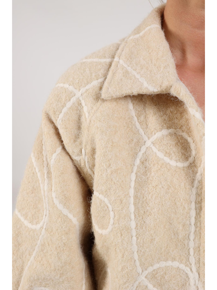 Beige jas met motief Milou Nukus