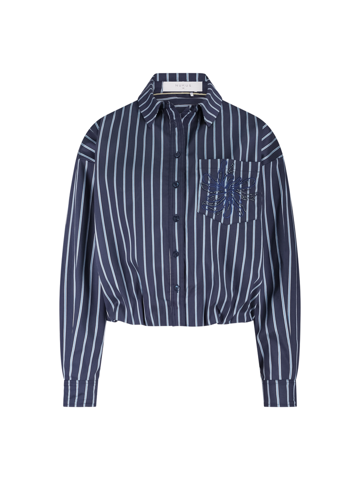 Blauwe gestreepte blouse met zak Ariana Nukus 