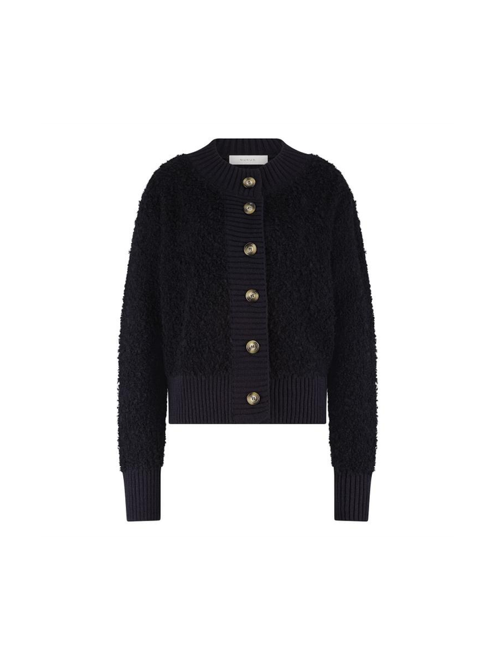 Donkerblauwe teddy gilet met knoopsluiting Kayle Nukus 