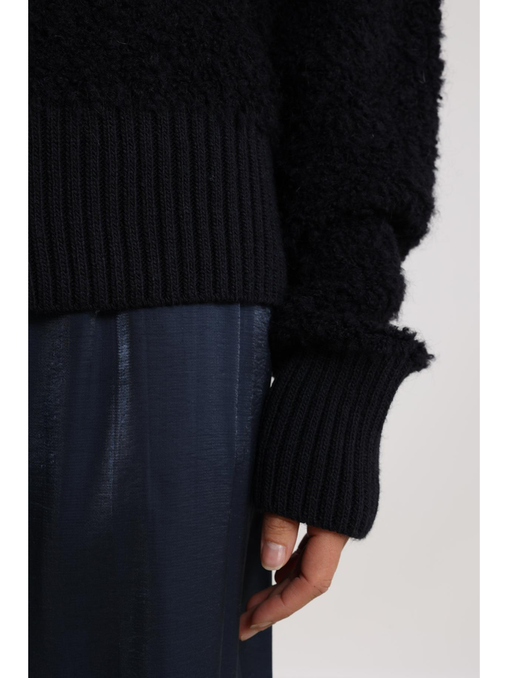 Donkerblauwe teddy gilet met knoopsluiting Kayle Nukus 