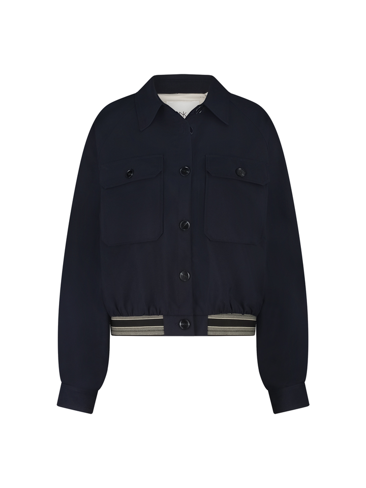 Blauwe korte jas met opgestikte zakken Olivia Nukus 