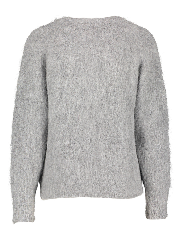 Lichtgrijze alpaca wollen gilet met knopen Fleur MSCW