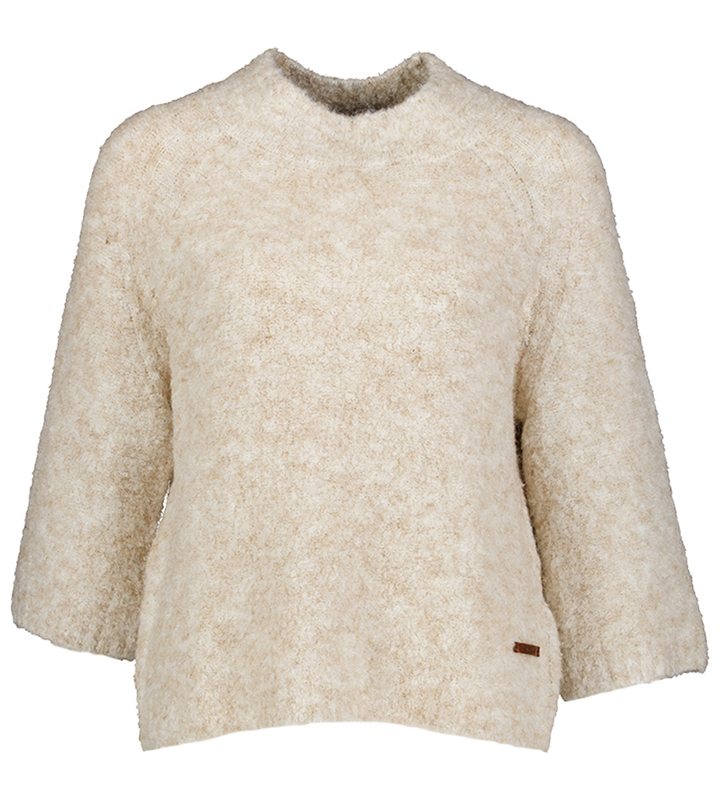 Beige wollen pull met ronde hals en driekwart mouwen Lynn MSCW