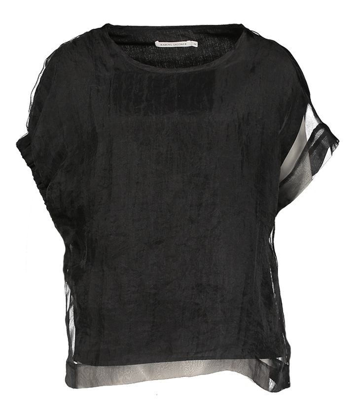 Zwarte bloes met voile Gerta Rabens Saloner 
