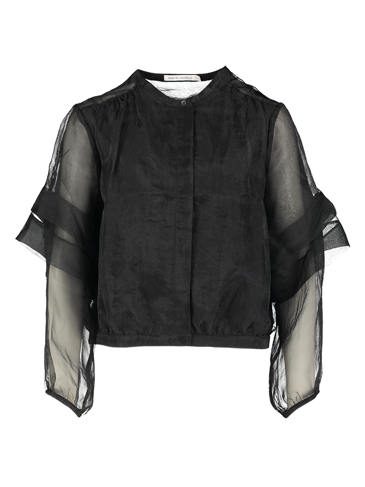 Zwarte bloes in voile met knopen Everlyn Rabens Saloner 