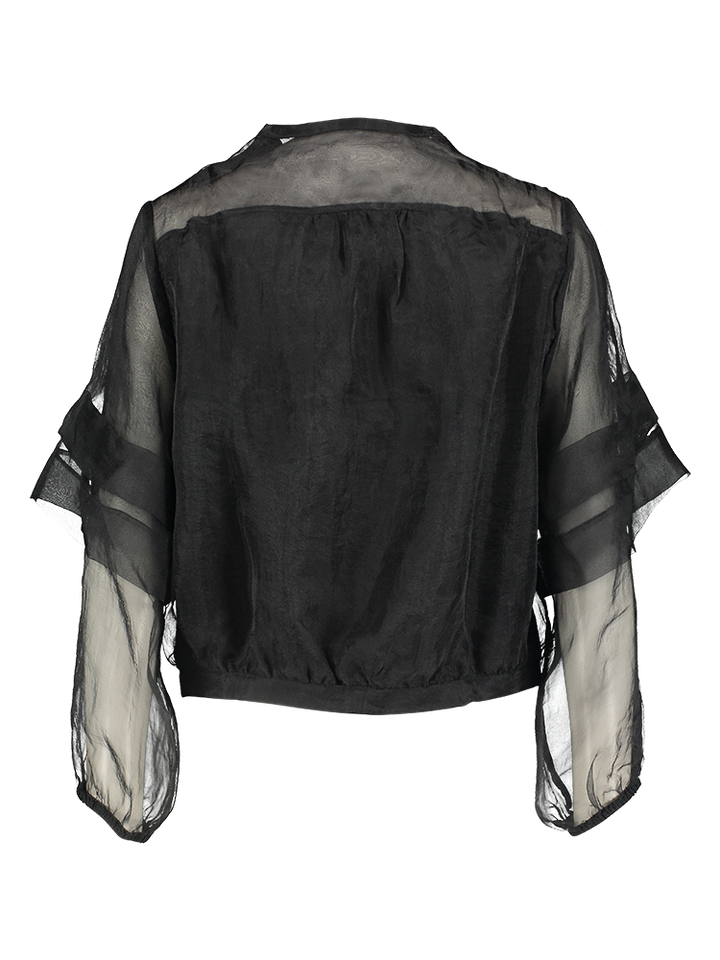 Zwarte bloes in voile met knopen Everlyn Rabens Saloner 