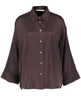 Chocoladebruine blouse met knopen en lange mouwen Noabelle Rabens