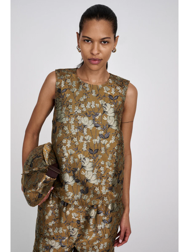 Mouwloze bloes in bloemenprint Piper Rabels Saloner