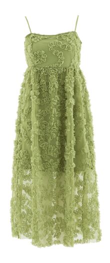 Groene lange jurk met franjes Vileonora Vila
