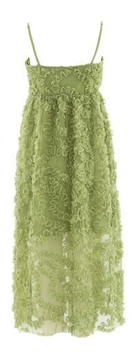 Groene lange jurk met franjes Vileonora Vila