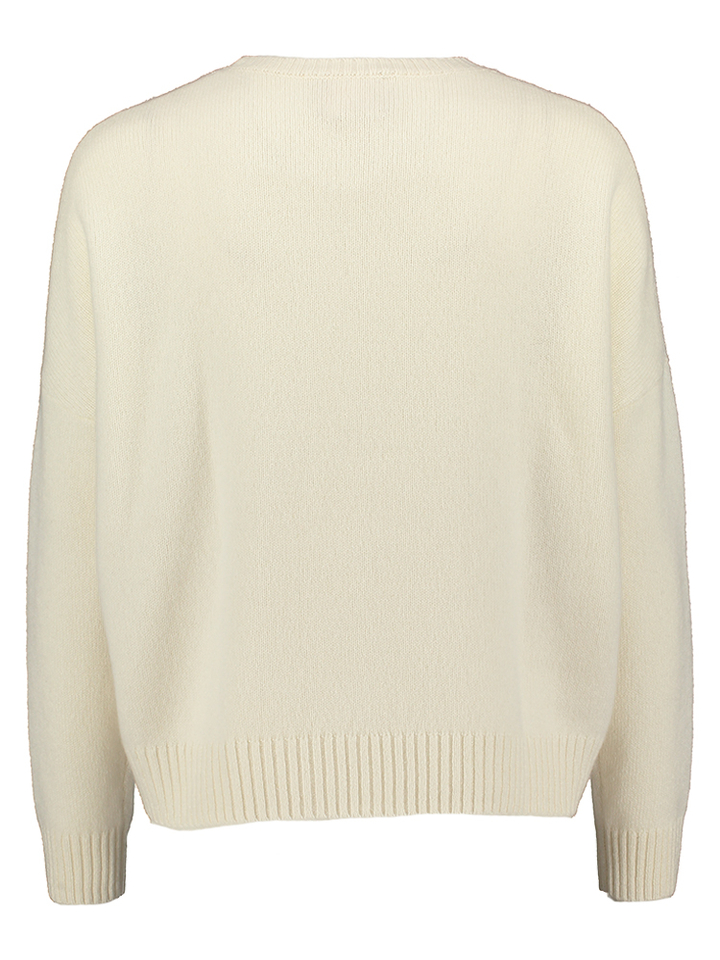 Ecrukleurige pull met beige print Amelie Symbol Kujten