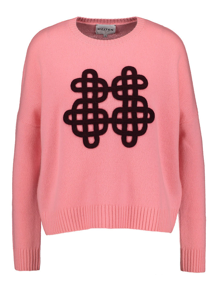 Roze pull met bordeaux motief Amelie Symbol Kujten