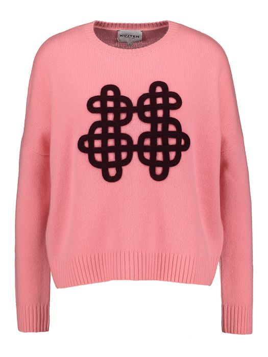 Roze pull met bordeaux motief Amelie Symbol Kujten
