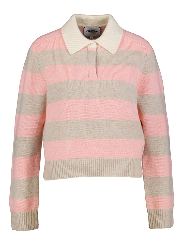 Roze gestreepte cashmere pull Kujten