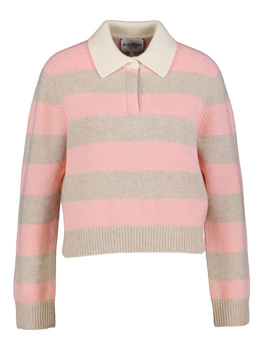 Roze gestreepte cashmere pull Kujten