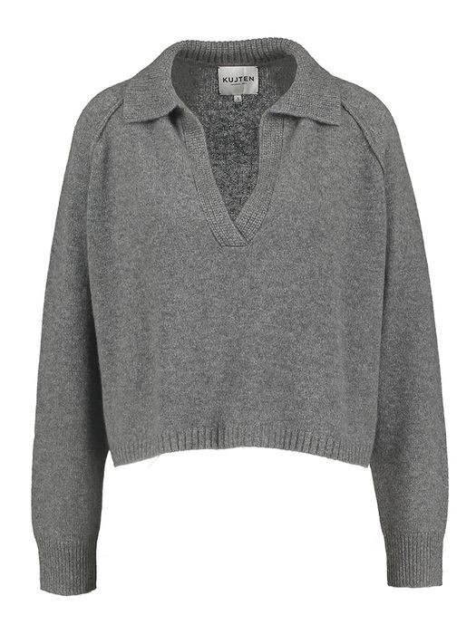 Donkergrijze pull met v-hals Aenora Kujten