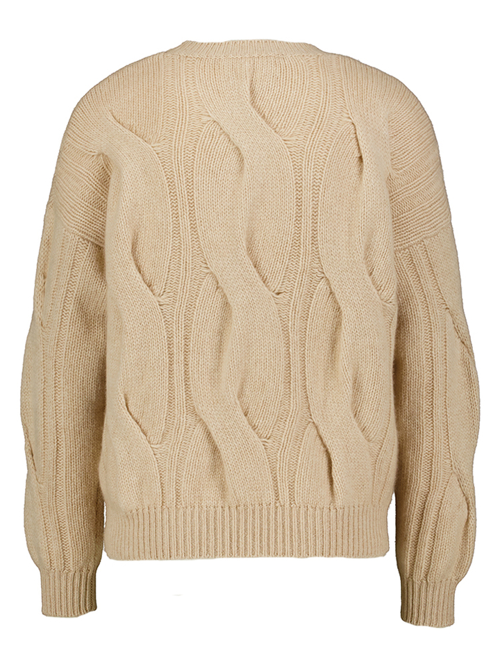 Beige cashmere pull met kabelmotief Nils Kuijten 