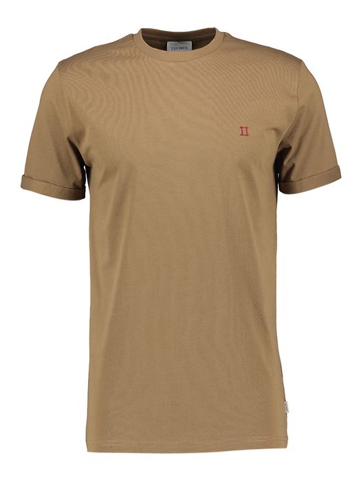 Bruine katoenen t-shirt met rood merklogo Les Deux