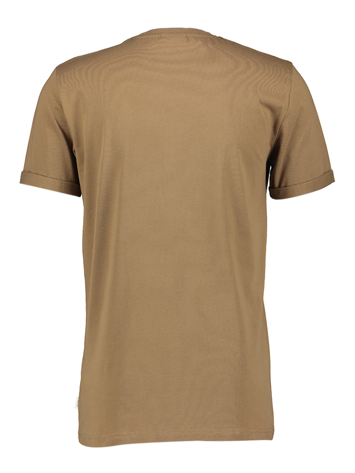 Bruine katoenen t-shirt met rood merklogo Les Deux