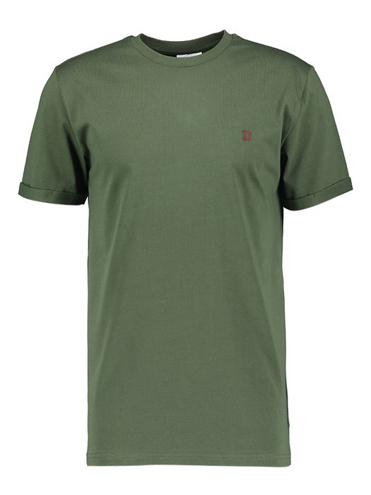 Doneker groene katoenen  t-shirt met rood merklogo