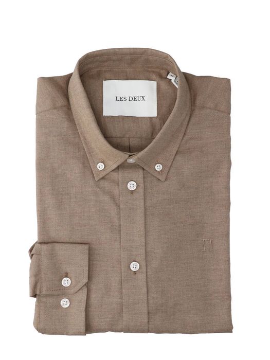 Taupe katoenen hemd (regular fit) met lange mouwen Les Deux