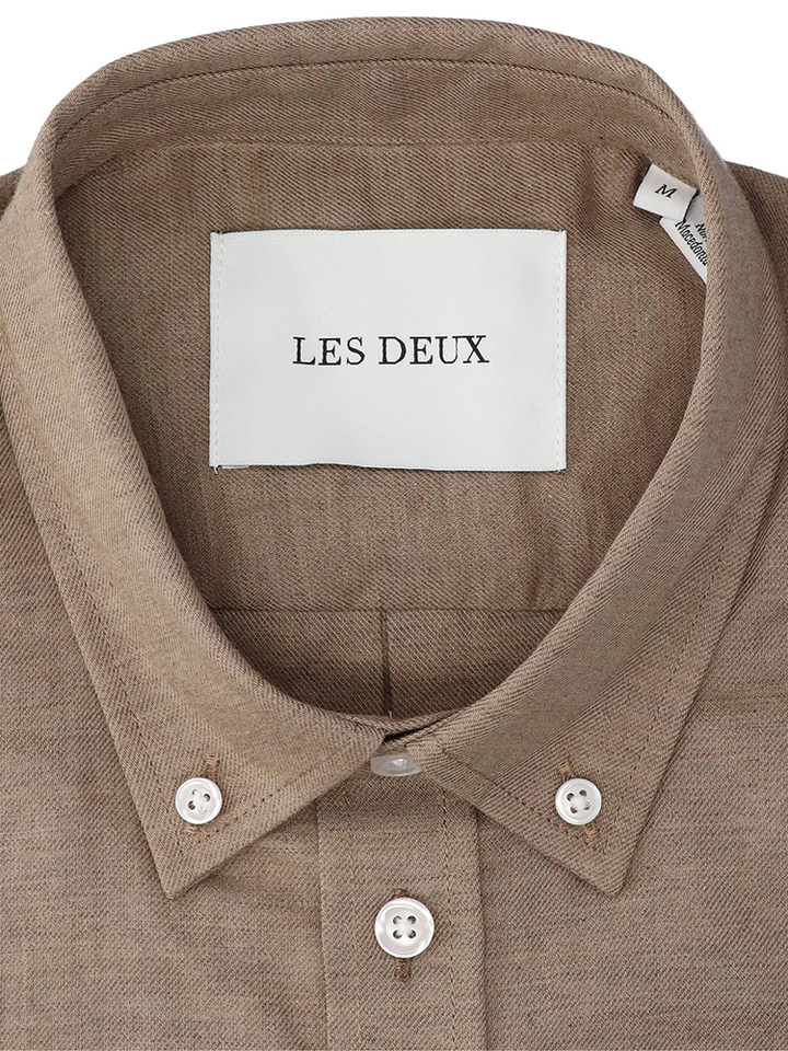 Taupe katoenen hemd (regular fit) met lange mouwen Les Deux
