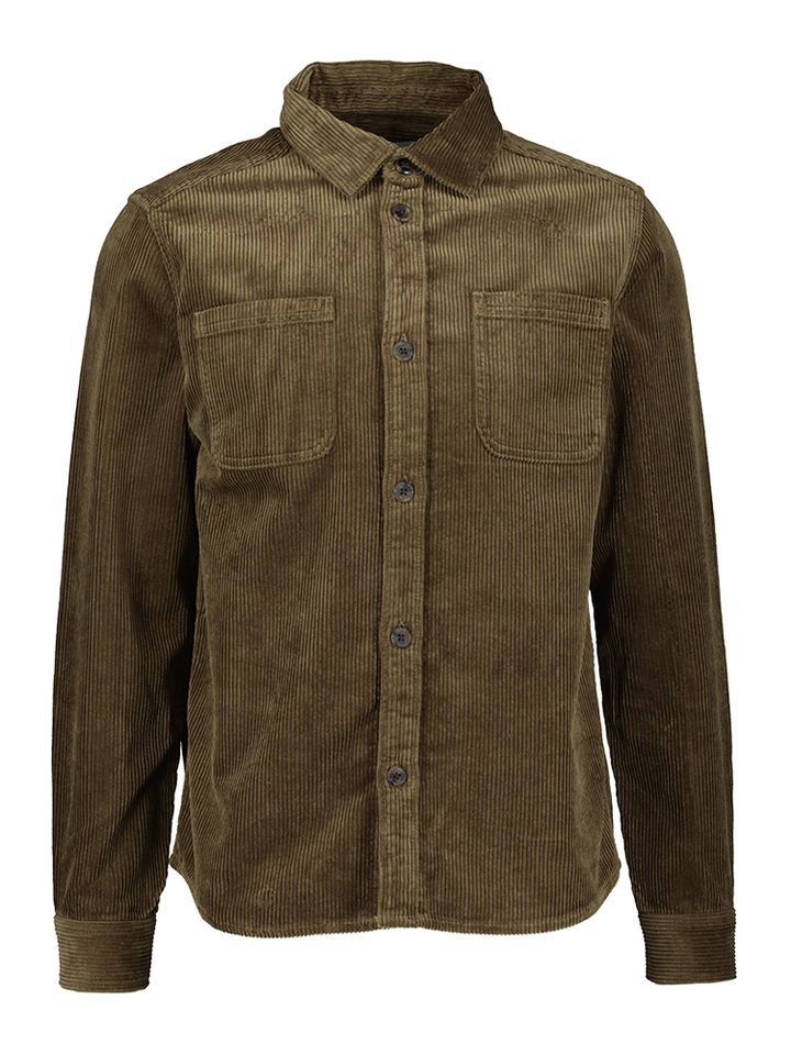 Military Olive Green overhemd in ribfluweel Les Deux