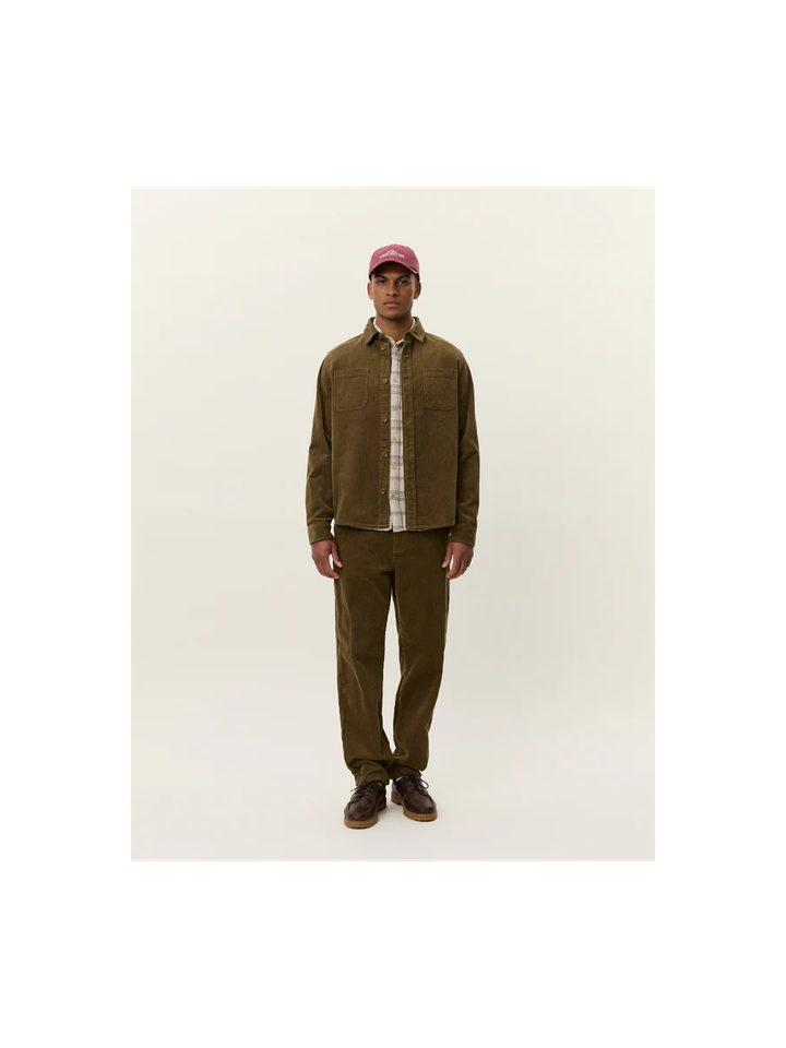 Military Olive Green overhemd in ribfluweel Les Deux