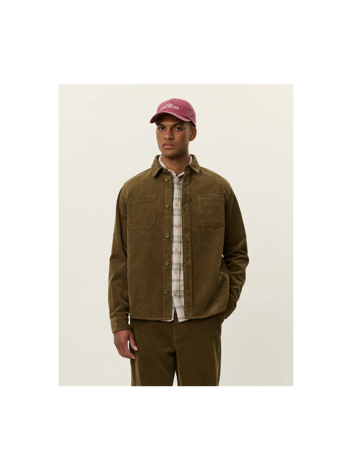 Military Olive Green overhemd in ribfluweel Les Deux