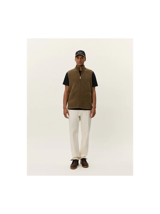 Groenbruine teddy bodywarmer met rits Les Deux