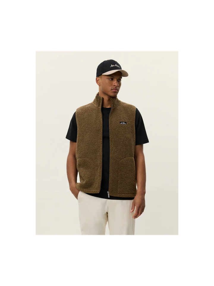 Groenbruine teddy bodywarmer met rits Les Deux