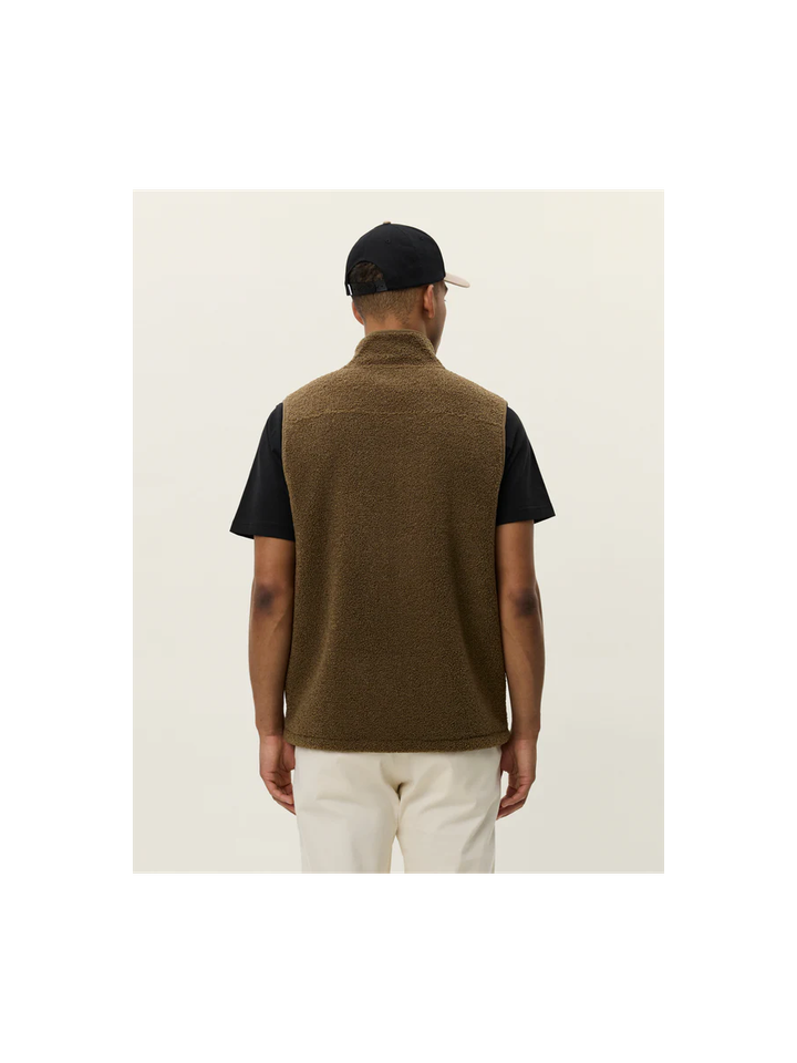 Groenbruine teddy bodywarmer met rits Les Deux