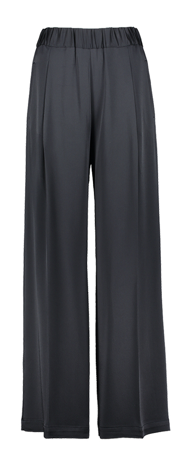 Donkergrijze soepelvallende geklede broek met elastiek Semicouture 