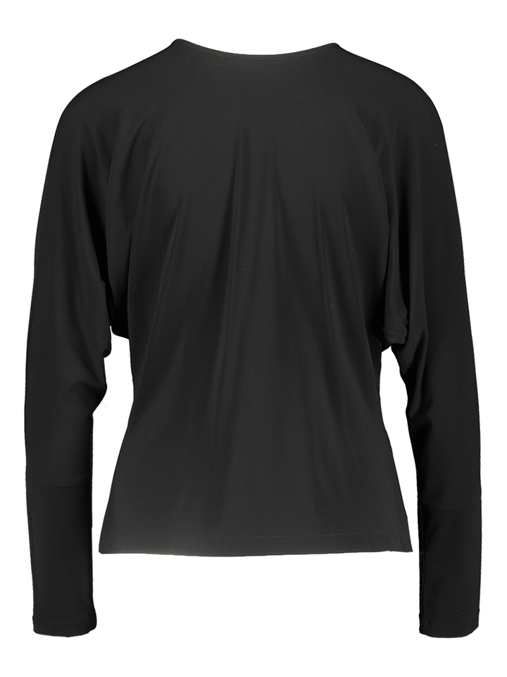 Zwarte feestelijke bloes met knoop aan de borst Semicouture