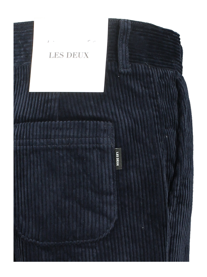 Donkerblauwe ribfluwelen broek Les Deux