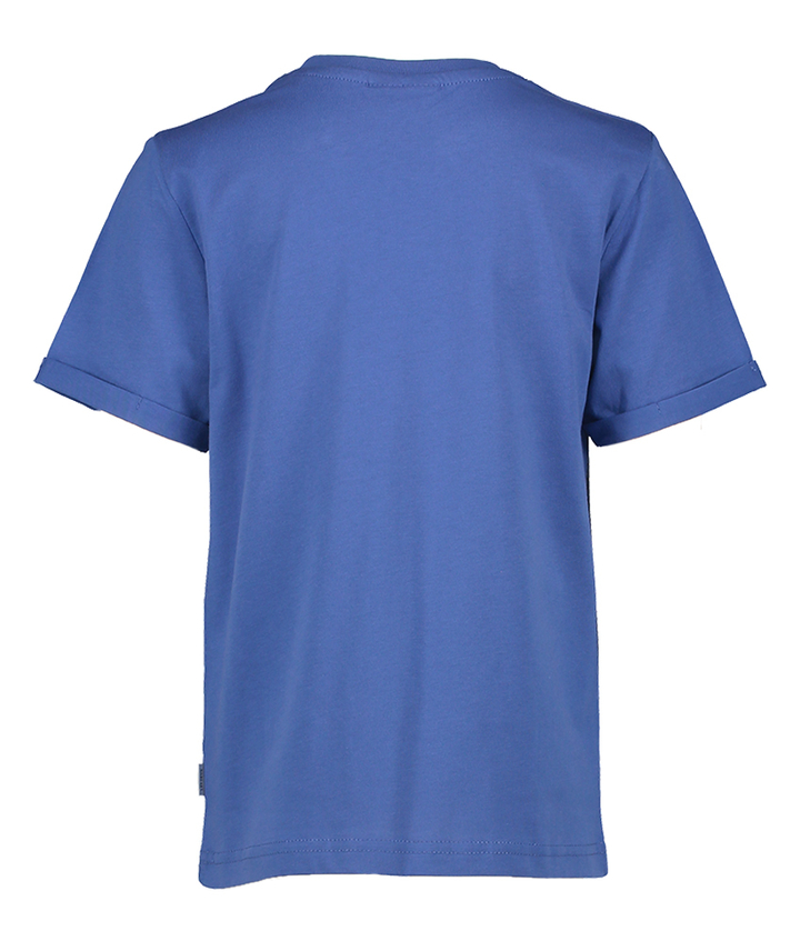 Blauwe katoenen t-shirt met oranje logo Les Deux 