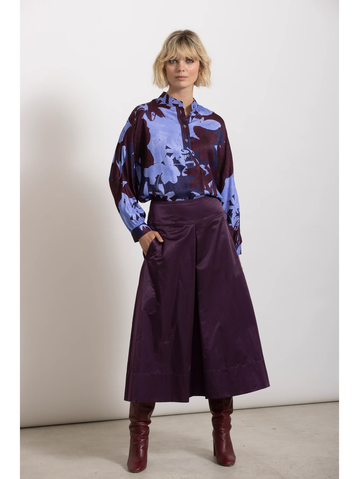 Bordeaux blinkende rok met springplooi en steekzakken Tinkin Gigue 